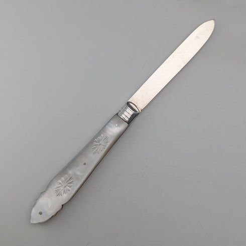 1903 年英國古董白珍珠手柄純銀刀片小刀 Fattorini&Sons